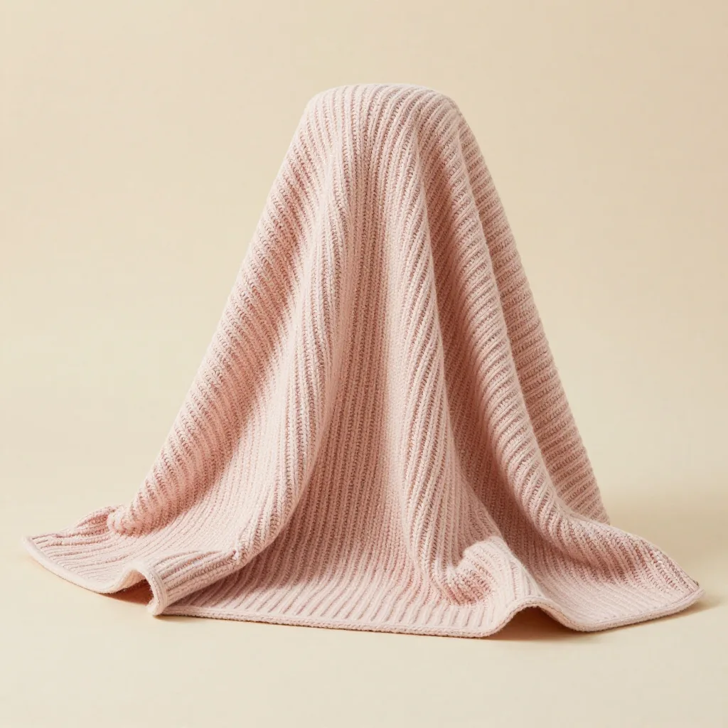 A chunky merino baby throw in blush on a light background